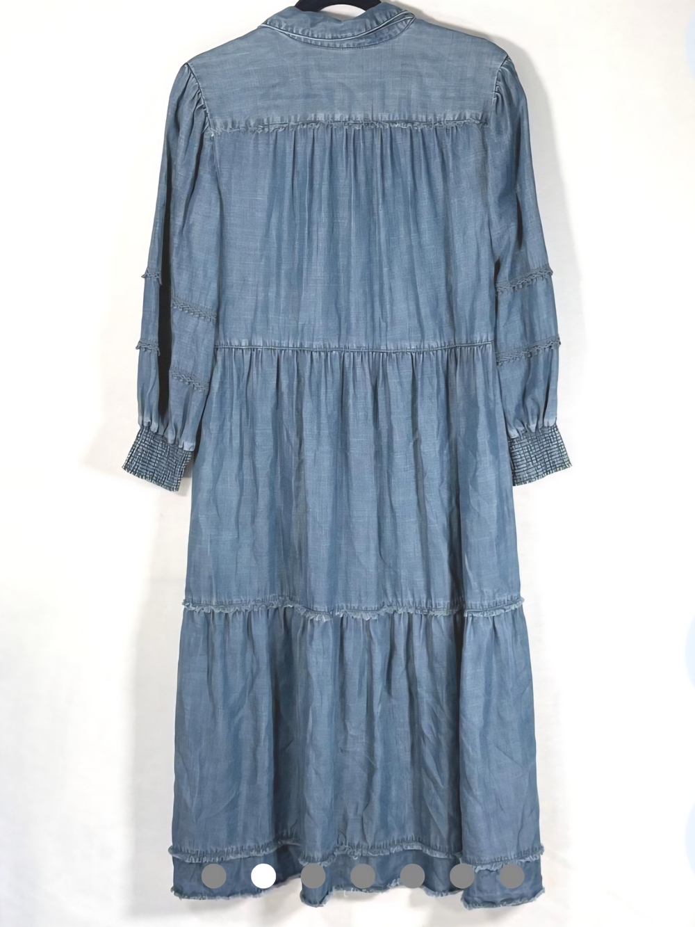 Chico's Blue Denim Tiered V-Neck Dress - Picture 2 of 6